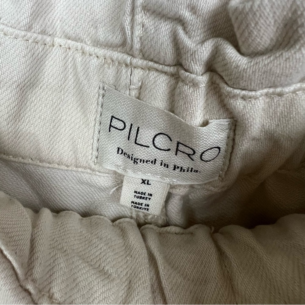 Anthropologie Pilcro High-Rise Cropped Wide Leg Paperbag Jeans Cream XL - Picture 8 of 11